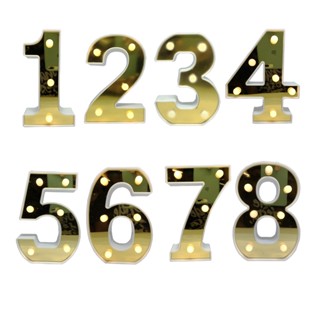Números Em Led 3d Decorativo Dourado Hiperfesta Und