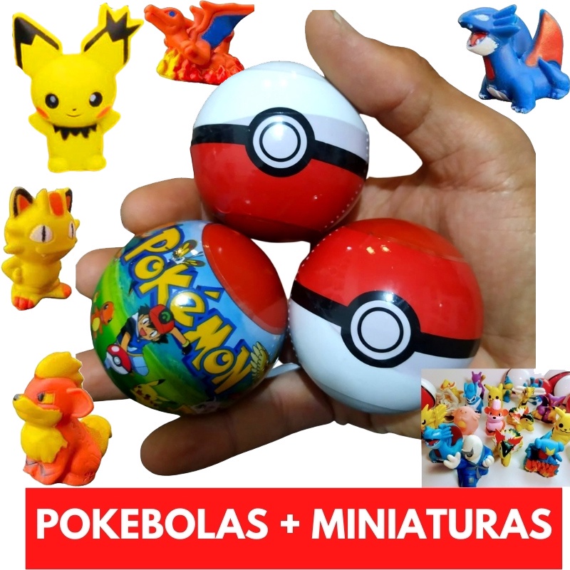 20 Pokemon com Pokebola (Pequeno - 1 a 2,7cm) Kit Festa Lembrancinha