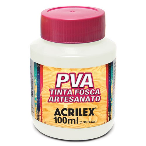 Tinta PVA Acrilex Branca 100ml - Tinta para Artesanato