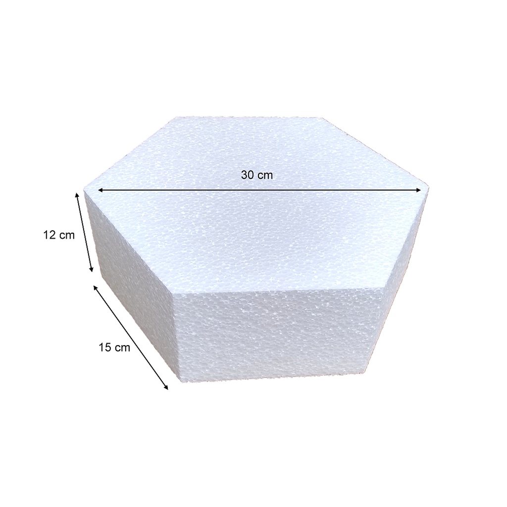 Base De Bolo Fake Isopor 30 Cm x 12 Cm de Altura Sextavado