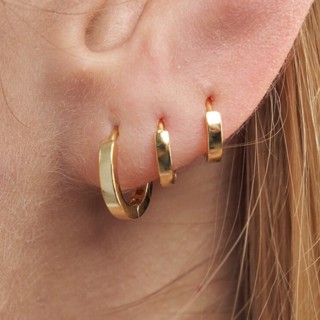 Brinco Trio Argola Fina Lisa FOLHEADO A OURO 18K Kit 3 pares / CONJUNTO DE BRINCOS DE ARGOLA FINA LISA BANHADOS A OURO 18K