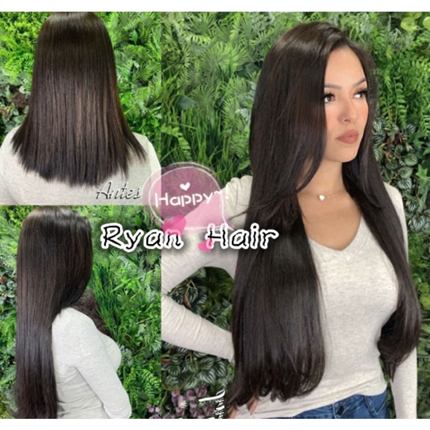 Cabelo aplique tic tac cor 5# castanho escuro liso fosco sem brilho em Oferta na Shopee