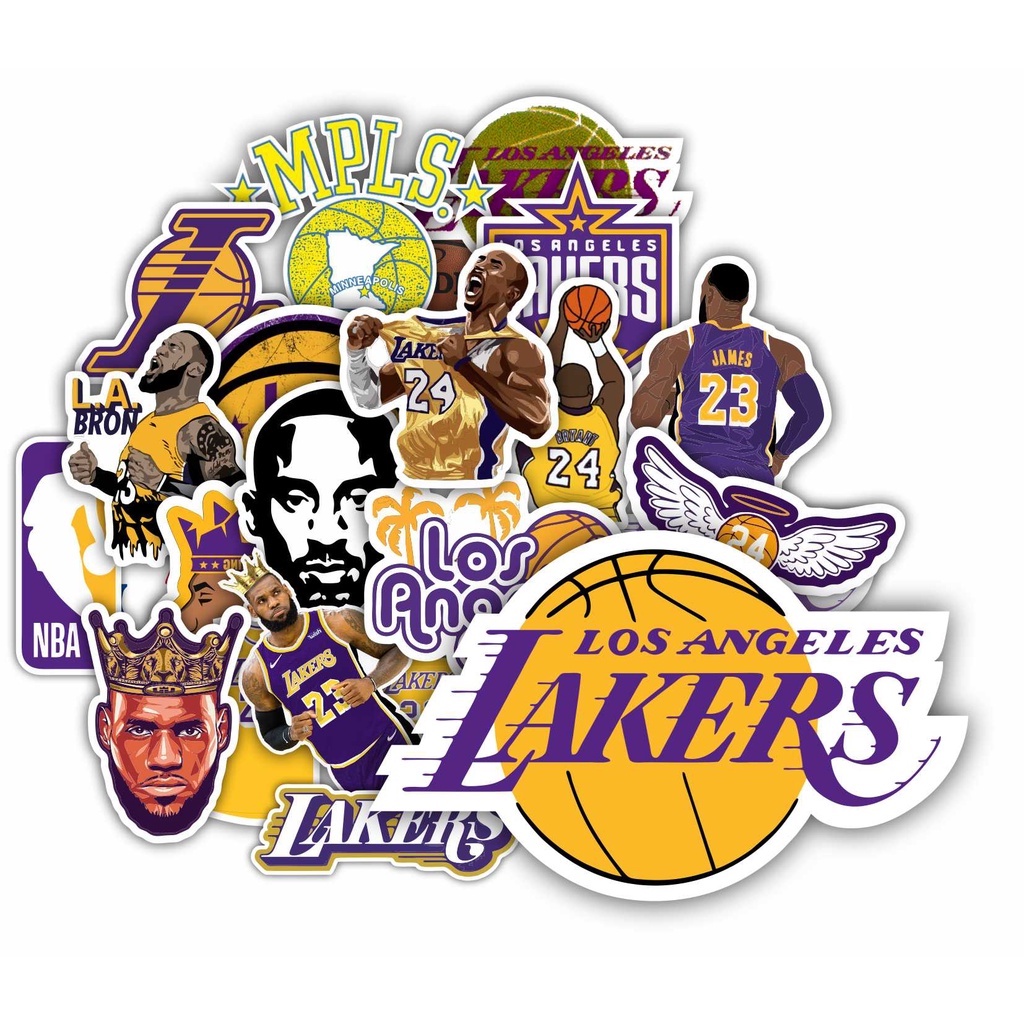 Los Angeles Lakers Kit com 23 adesivos  - Stickers Figurihas nba la lakers, kobe bryant, lebron james, basquete