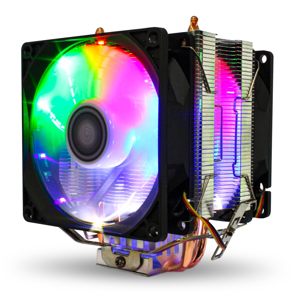 Cpu Cooler Processador 92mm Led Universal Intel Amd Fan Duplo LGA1700 2011 Am3+ Am4