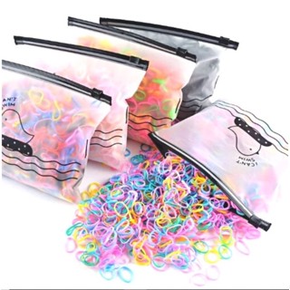 Elásticos de Cabelo com Bolsa Zip Liginhas com 1000 pçs