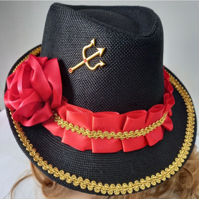 Chapéu Preto Vermelho Dourado Maria Padinha Rosa Vermelha Encruzilhada Umbanda Candomblé