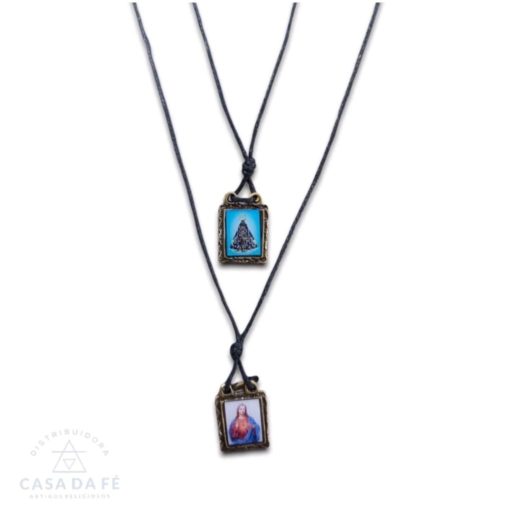 Escapulário Cordão Medalha Imagem Resinada Sagrado Coração De Jesus / Nossa Senhora Aparecida /Nsa Do Carmo São Bento