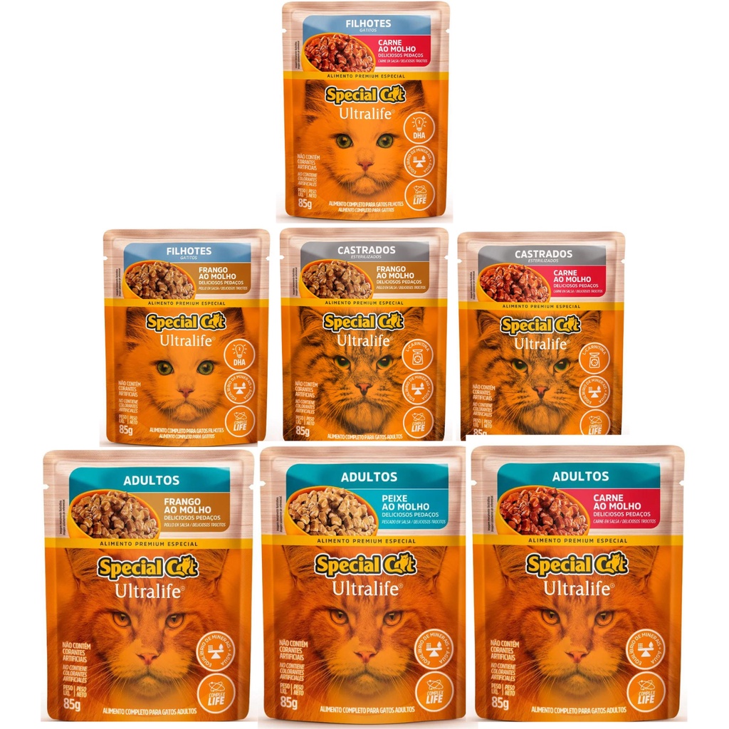 Sabores Special Cat Premium Alimento Especial Ração Para Gato Em Sachê De 85g