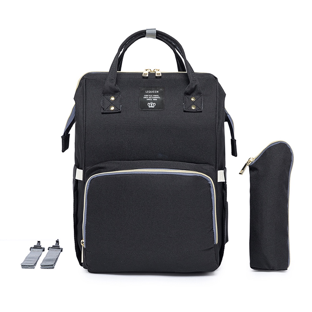 Mochila Maternidade Preta Lequeen Tradicional Multifuncional Resistente Bebê em Oferta na Shopee