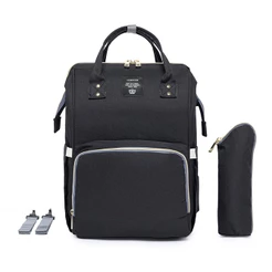 Mochila Maternidade Preta Lequeen Tradicional Multifuncional Resistente Bebê