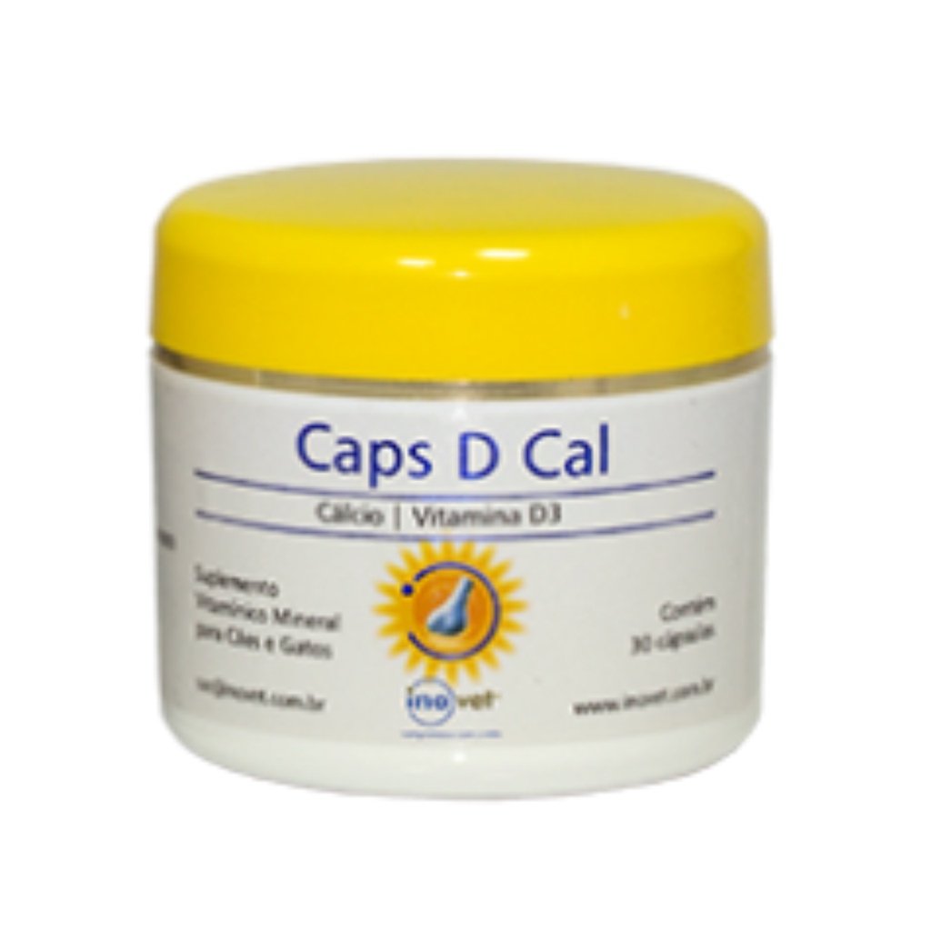 Caps D Cal Vitamina D Cálcio Cachorro Gato Suplemento Alimentar Estimula Apetite Fêmeas Gestante Lactante Idoso Filhote