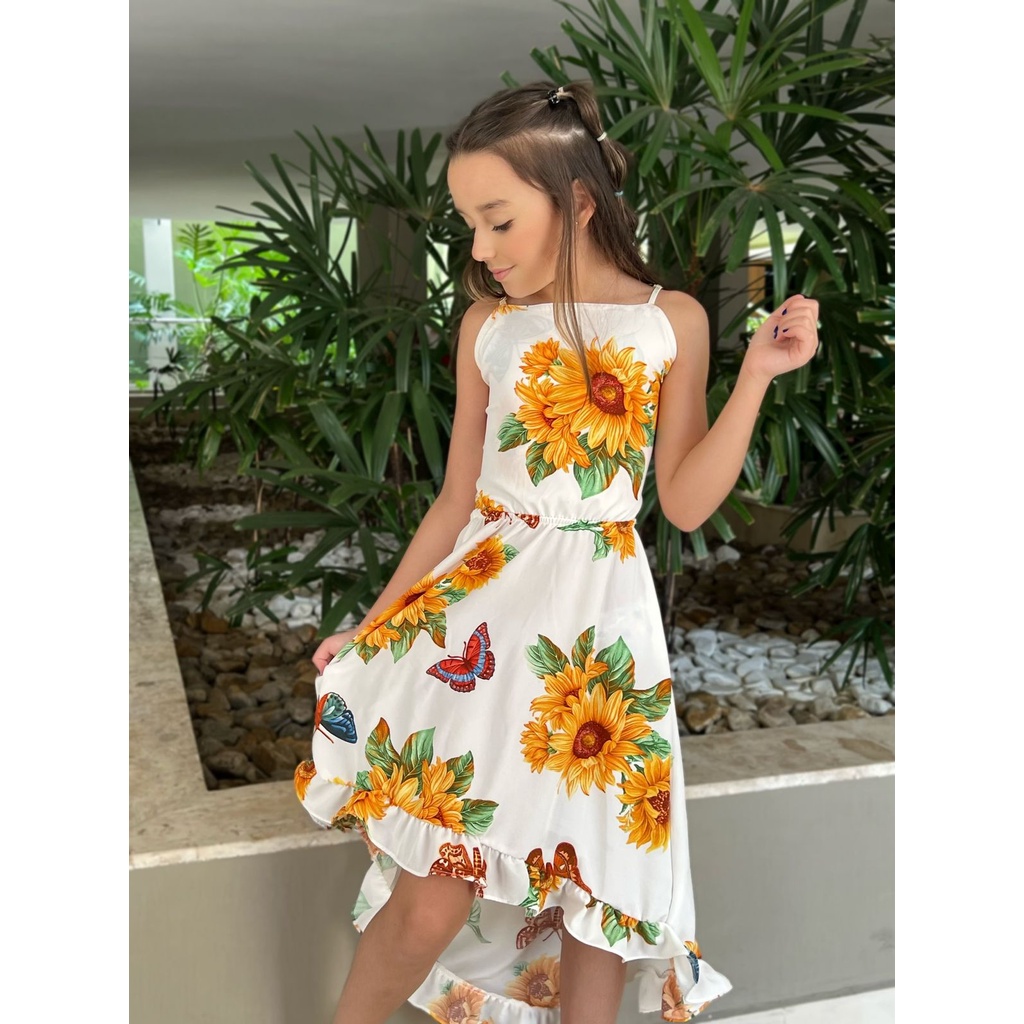 Vestido Longo Soltinho Infantil Meninas De 4 a 12 anos Verão Modinha  Infantil