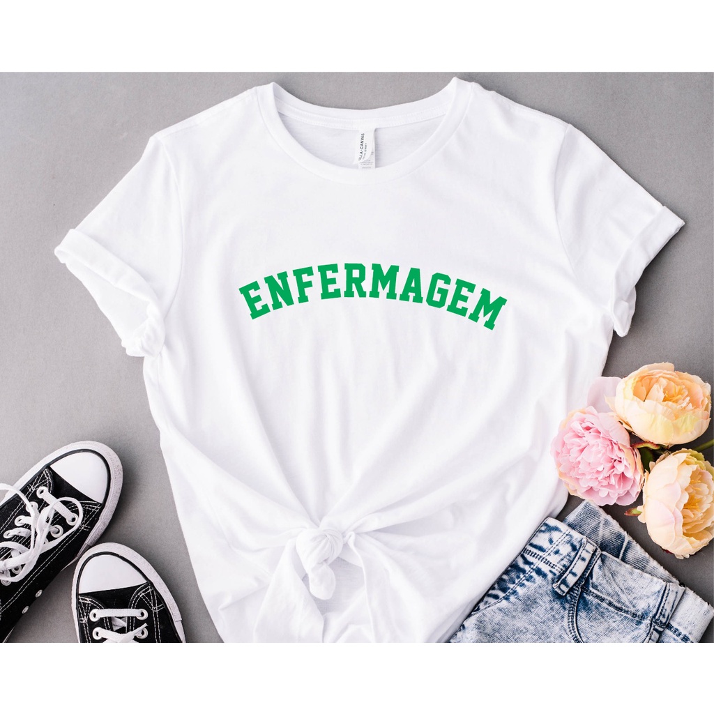Blusa T-shirt Feminina Enfermagem em Oferta na Shopee
