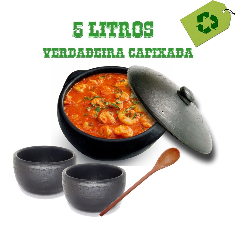 50% OFF - Panela de Barro Preto Capixaba Feijoada 5 Litros Pronta para o uso + CUMBUCAS