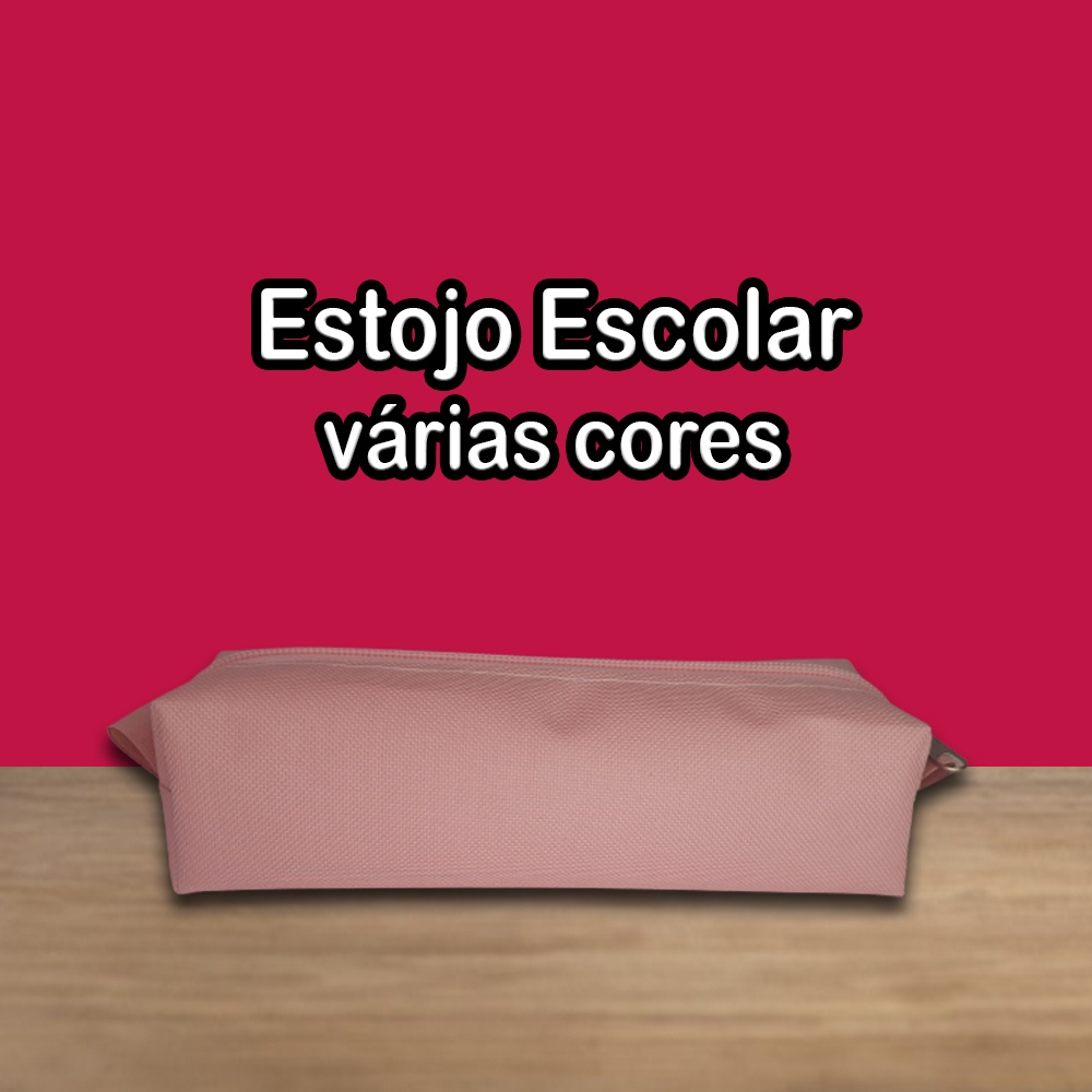 Estojo Escolar Organizador Pincel Make  Nylon 600 Pvc Colorido Rosa Bebê Porta Lápis e Canetas Volta às Aulas