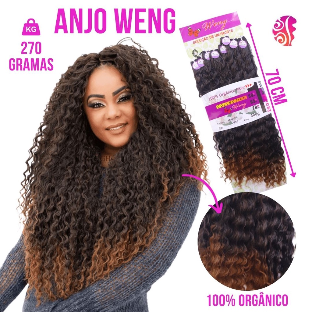 Extensão De Cabelo Cacheado Orgânico 8 Telas 70cm 270gr- Entrelace- Mega Hair Semelhante Ao Cabelo Humano - Weng +Agulha