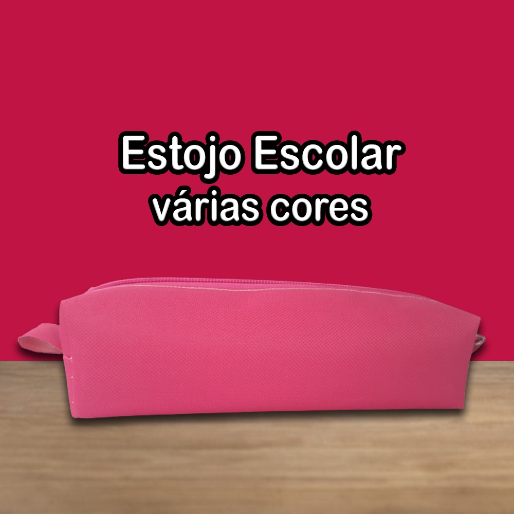 Estojo Escolar Organizador Pincel Make  Nylon 600 Pvc Colorido Rosa Pink Porta Lápis e Canetas Volta às Aulas