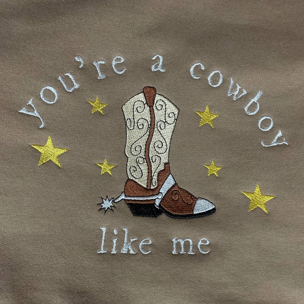 moletom bordado 'cowboy like me' • taylor swift • evermore sweater inspired