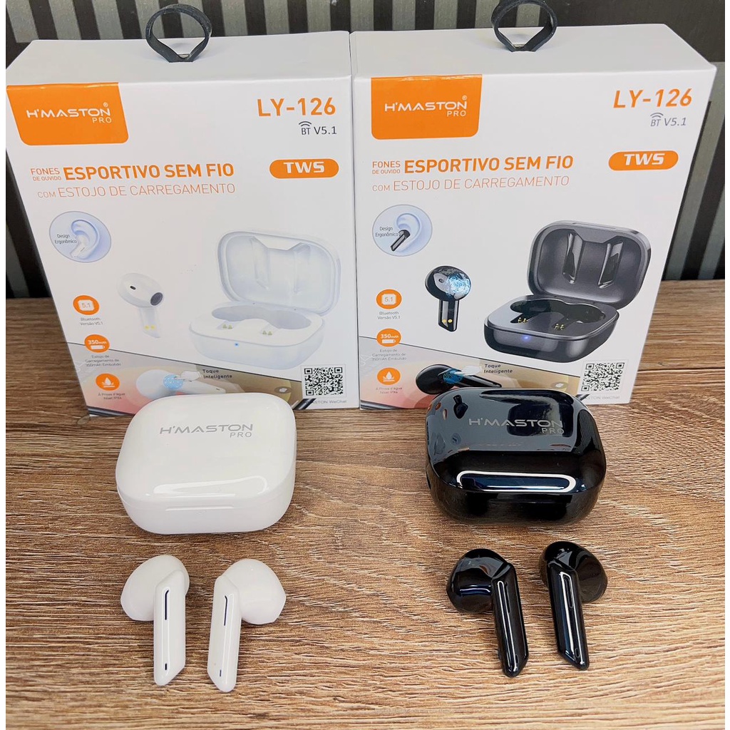 Fone Bluetooth Original H'Maston LY-126 Com Microfone Branco ou Preto