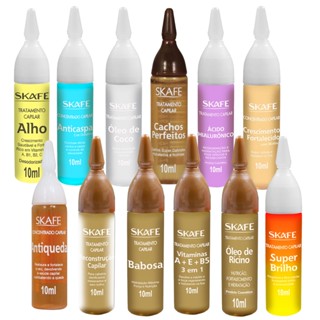 Ampolas Para Tratamento Capilar 10ml Alho Anticaspa Coco Cachos Hialuronico Crescimento Babosa Vitaminas A E B5 Ricino Brilho Reconstrução Antiqueda