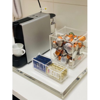 Cubo Porta Capsulas Dolce Gusto Nespresso Três Corações + Organizador Sachês De Açúcar , Adoçante Acrílico Com Tampa