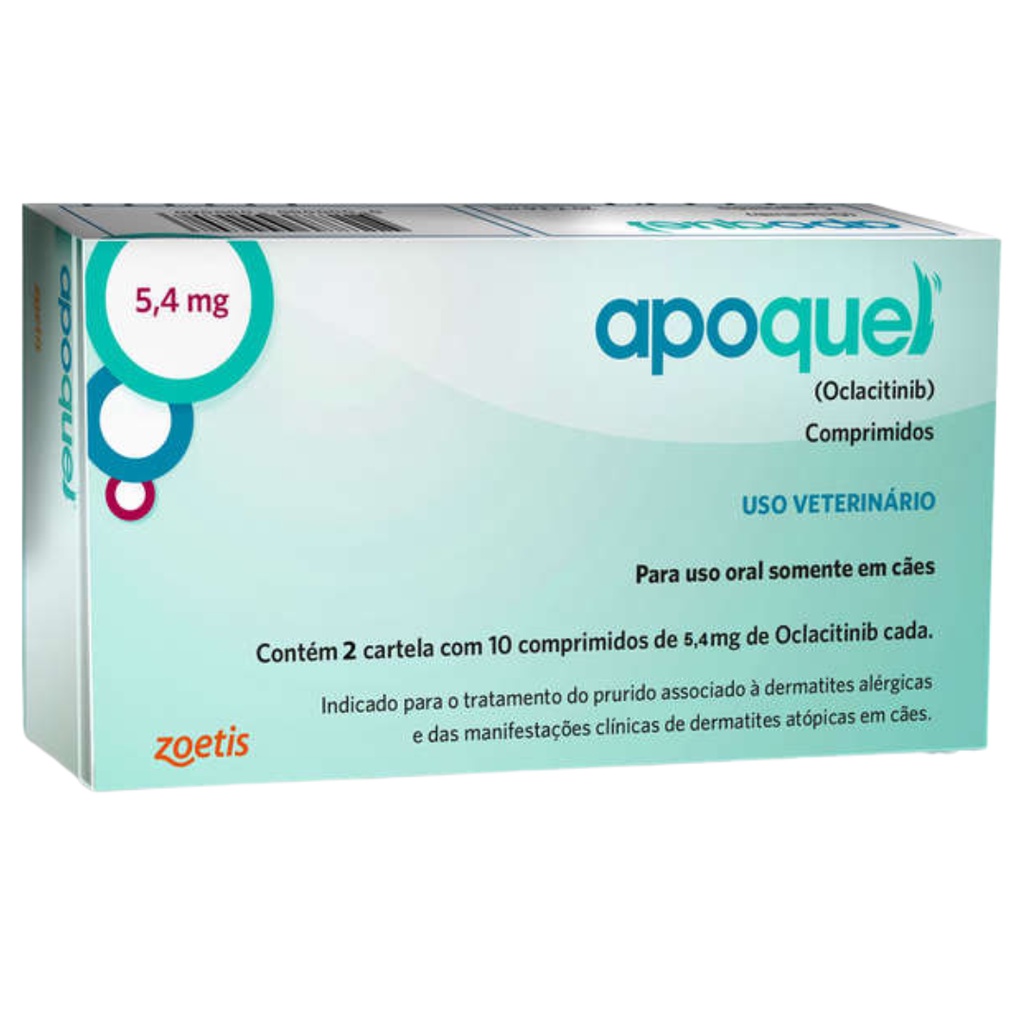 Apoquel 5,4 mg Trata Dermatite Alérgica P/ Cães 20 Comprimidos