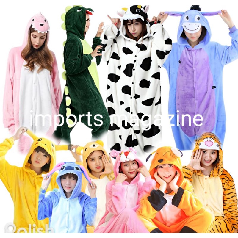 Macacão Adulto Dinossauro Pikachu Vaca tigrão Vaquinha Kigurumi Cosplay   Pijama fantasia Stich ohana