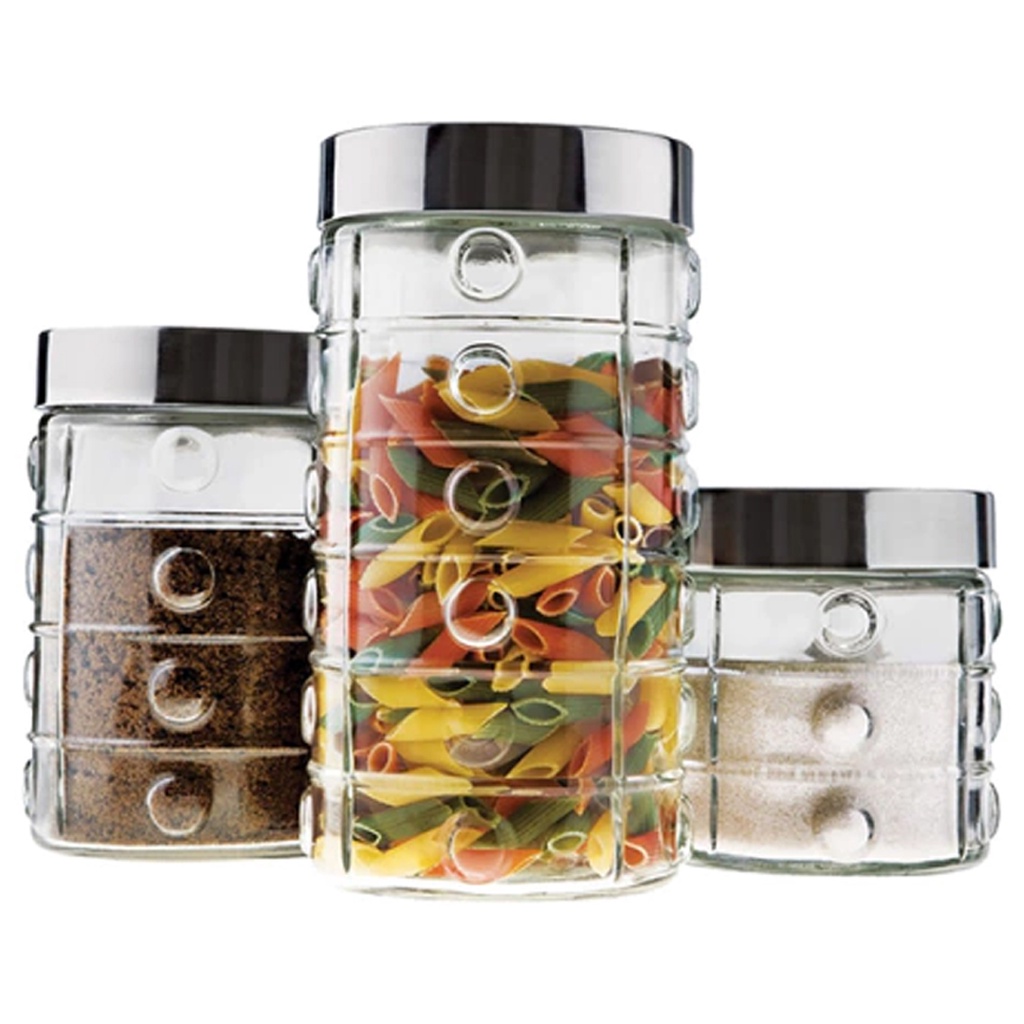 Kit 3 potes em vidro para mantimentos em Oferta na Shopee