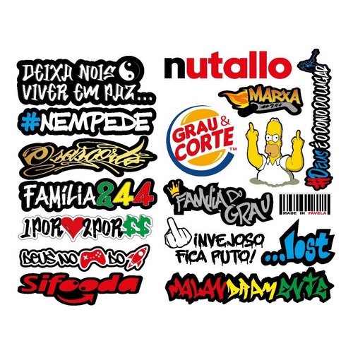 Cartela De Adesivos Automotivos Personalizados Carro Moto Bike Skate ...