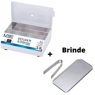 Estufa Esterilizadora para manicure alicates e pinças De Unha branco + kit bandeja e pinça Mega Bell
