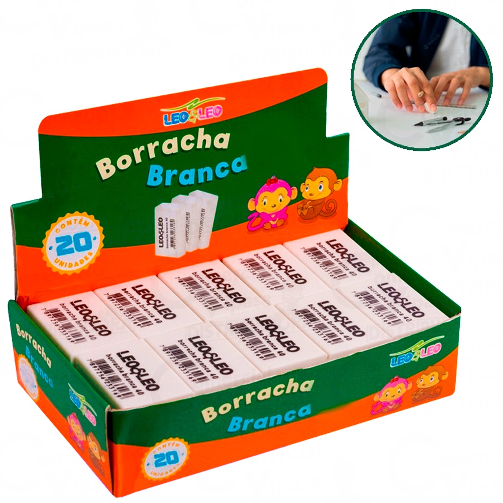 Caixa Com 20 Borrachas Escolar Brancas Macia Apagador Para Uso Geral Escola Trabalho Crianças Adulto