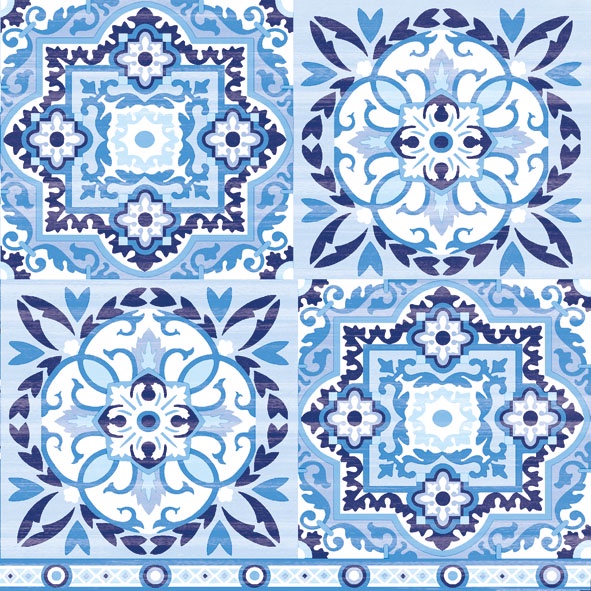 Guardanapo para Decoupage Cod25 - Kit 2 Unidades Iguais - Guardanapo para Decoupage com Imatação de Azulejos Portugueses