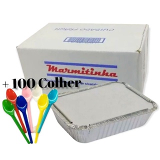 Kit Marmitinhas De Alumínio Descartável 220ml + Colher Colorida Para Bolos Empadas e Lembrancinhas em Oferta na Shopee