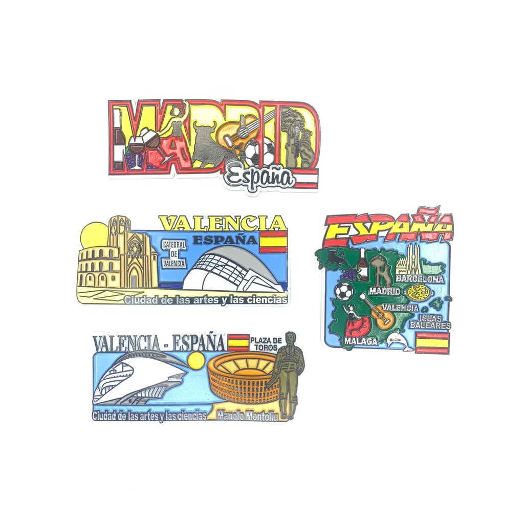 Imãs de Geladeira Espanha Espanã  Madrid Valencia Decorativos Emborrachados em Oferta na Shopee