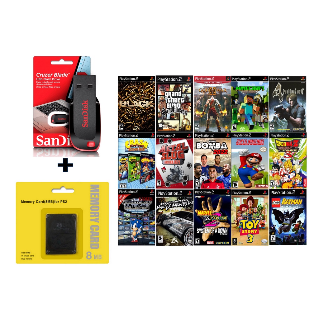 Memory Card + Pendrive para Ps2 OPL