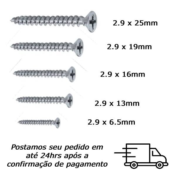 KIT Parafuso Chipboard 2.9 INOX Chato Phillips Auto Atarraxante ( Varios Tamanhos )
