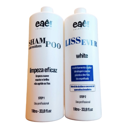 Kit Lissever White 1000ml Escova Progressiva Selagem 0% Formol Tratamento Capilar SemiDefinitiva