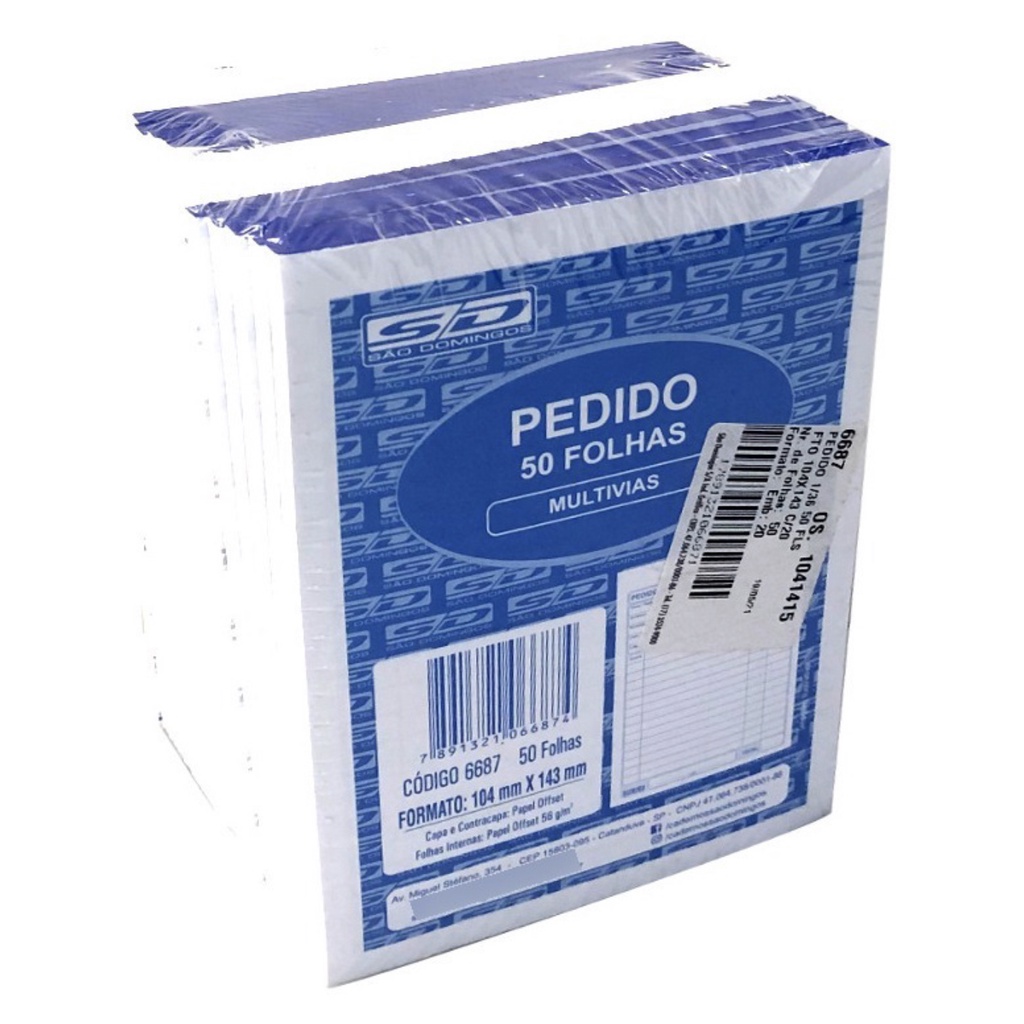 Talão De Pedido 1/36 1 Via 50 Folhas Pt C/20 Un