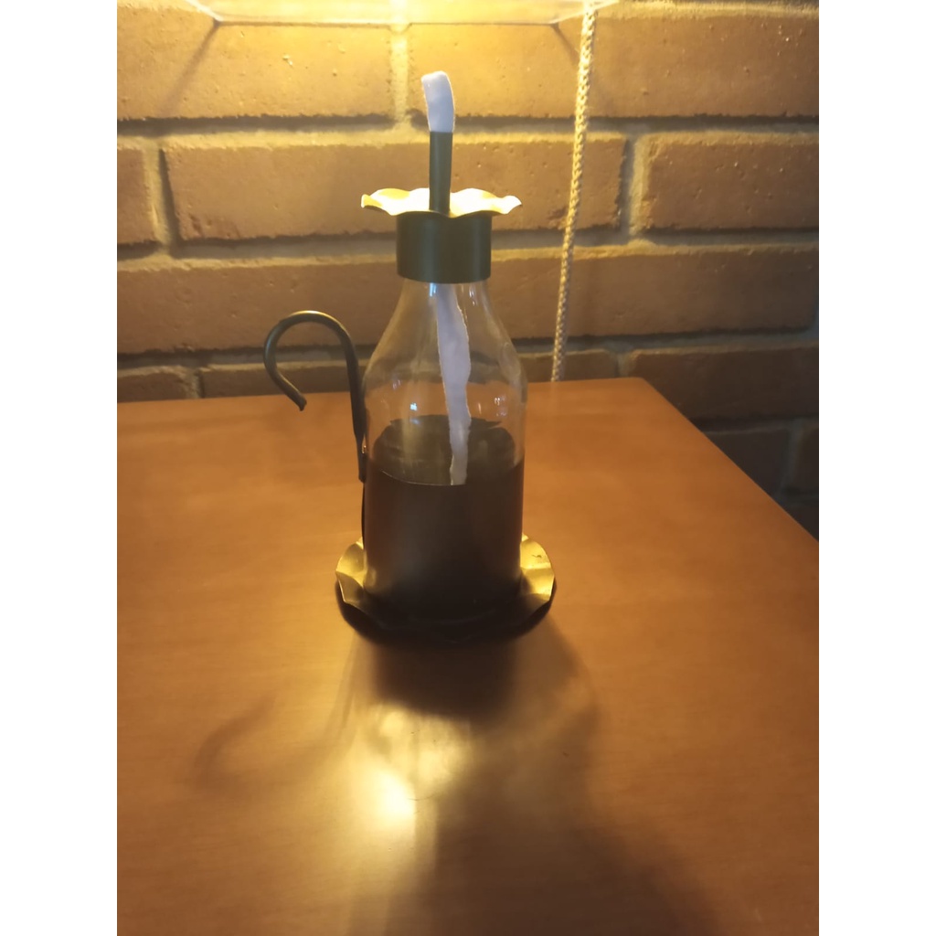 Lamparina Candeeiro Vintage Retro Roça Camping Bistrô Pavio a Querosene 150 ml Decorativa