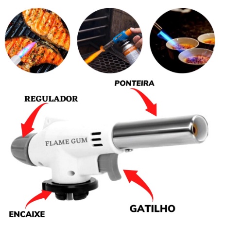 Maçarico Culinário Confeitaria solda artesanato Portátil Controle Manual Chamas 1300°c Acendimento automático