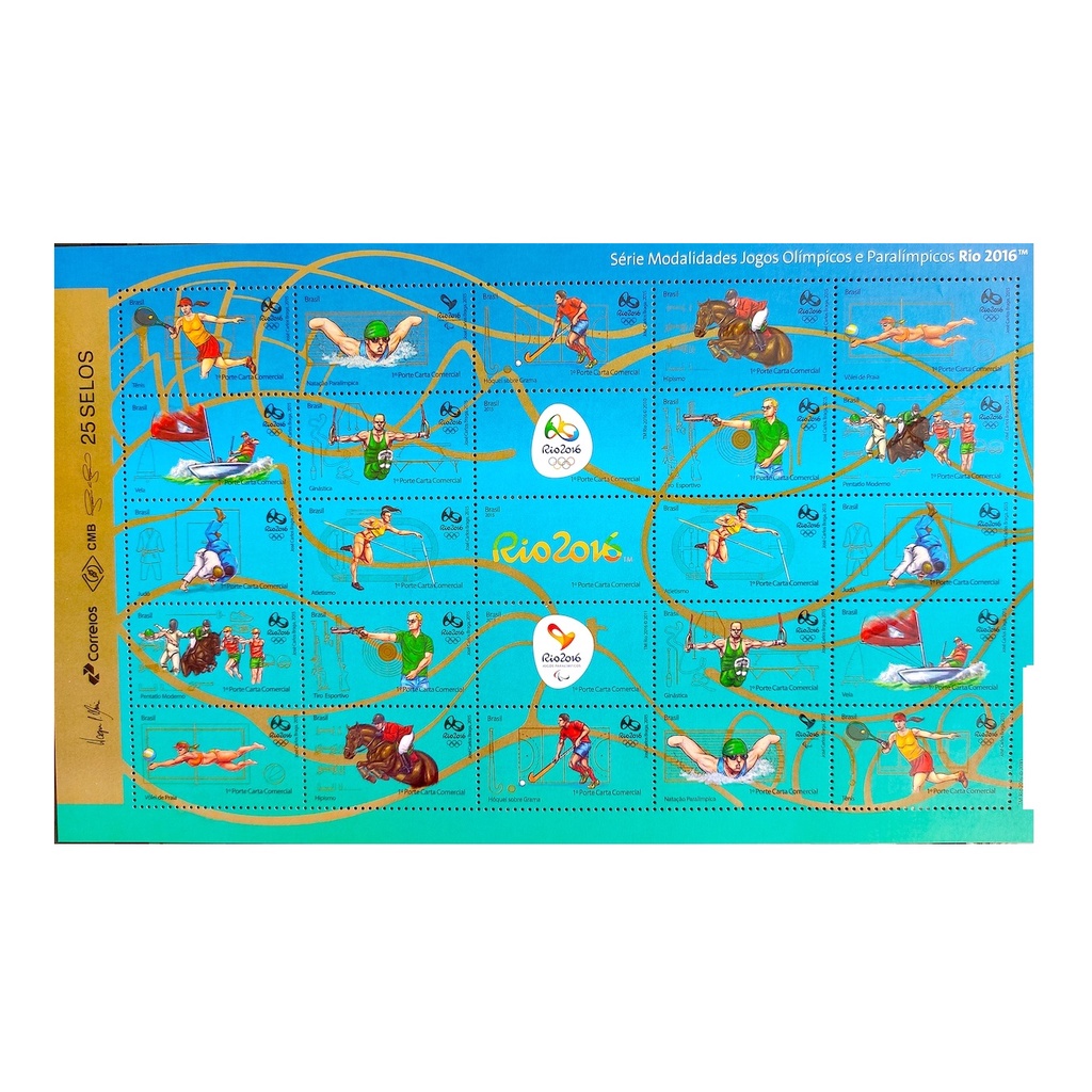 Cartela de Selos - Jogos Olímpicos Rio 2016 ( Folha Inteira )