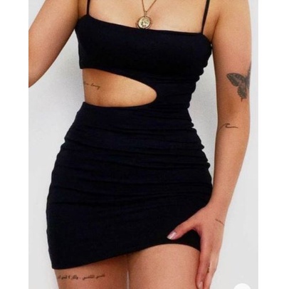 Vestido Feminino Curto Gringo Com Recorte na Cintura Colado em Oferta na Shopee