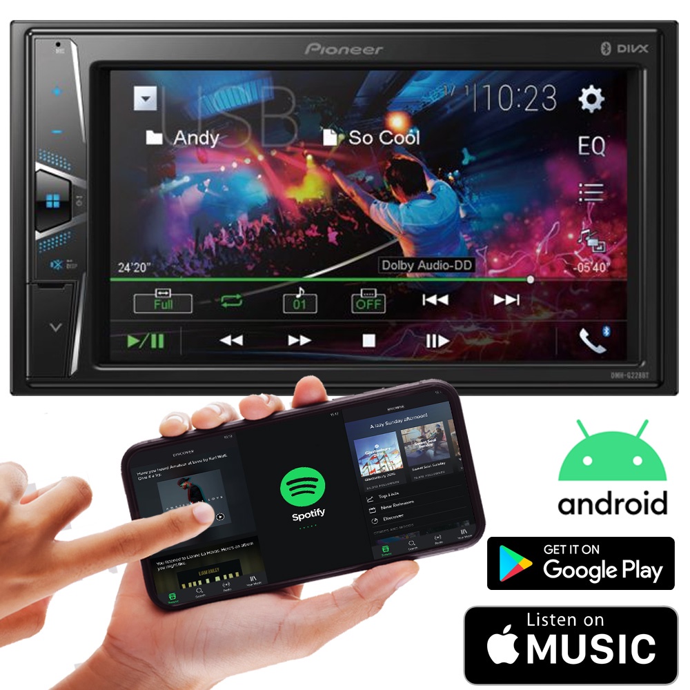 Central Multimídia Pioneer DMH-G228BT 6,2 Polegadas Espelhamento Android BT USB