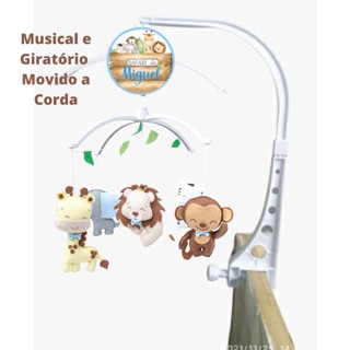 Mobile Musical e Giratório Safari Animais Brinquedo Berço Bebe