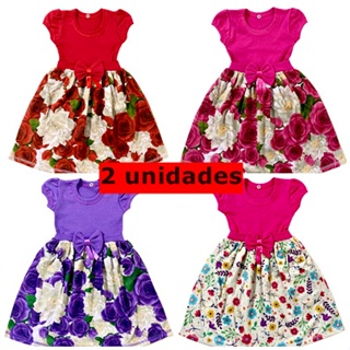 Kit com 2 vestidos menina infantil festa temático floral em Oferta na Shopee