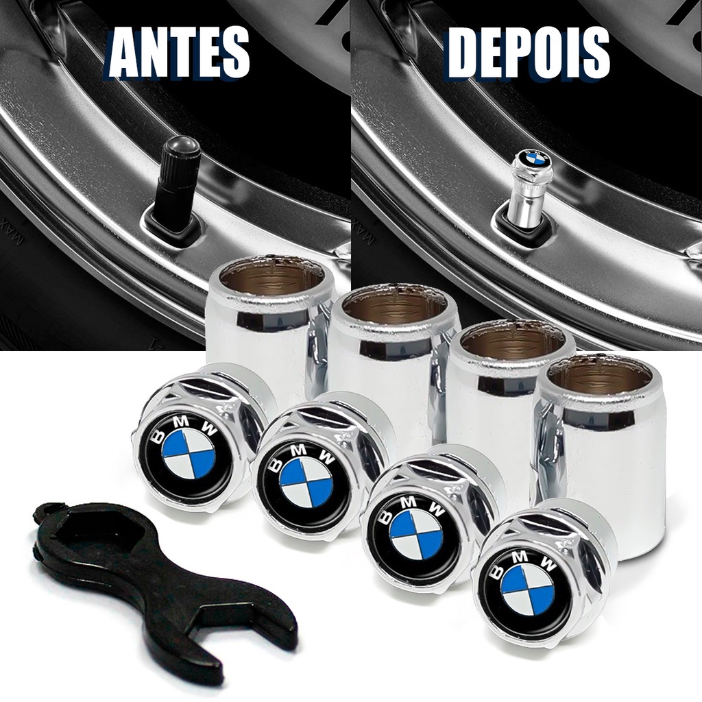 Tampa Bico Válvula Pneu Plástico Cromado BMW