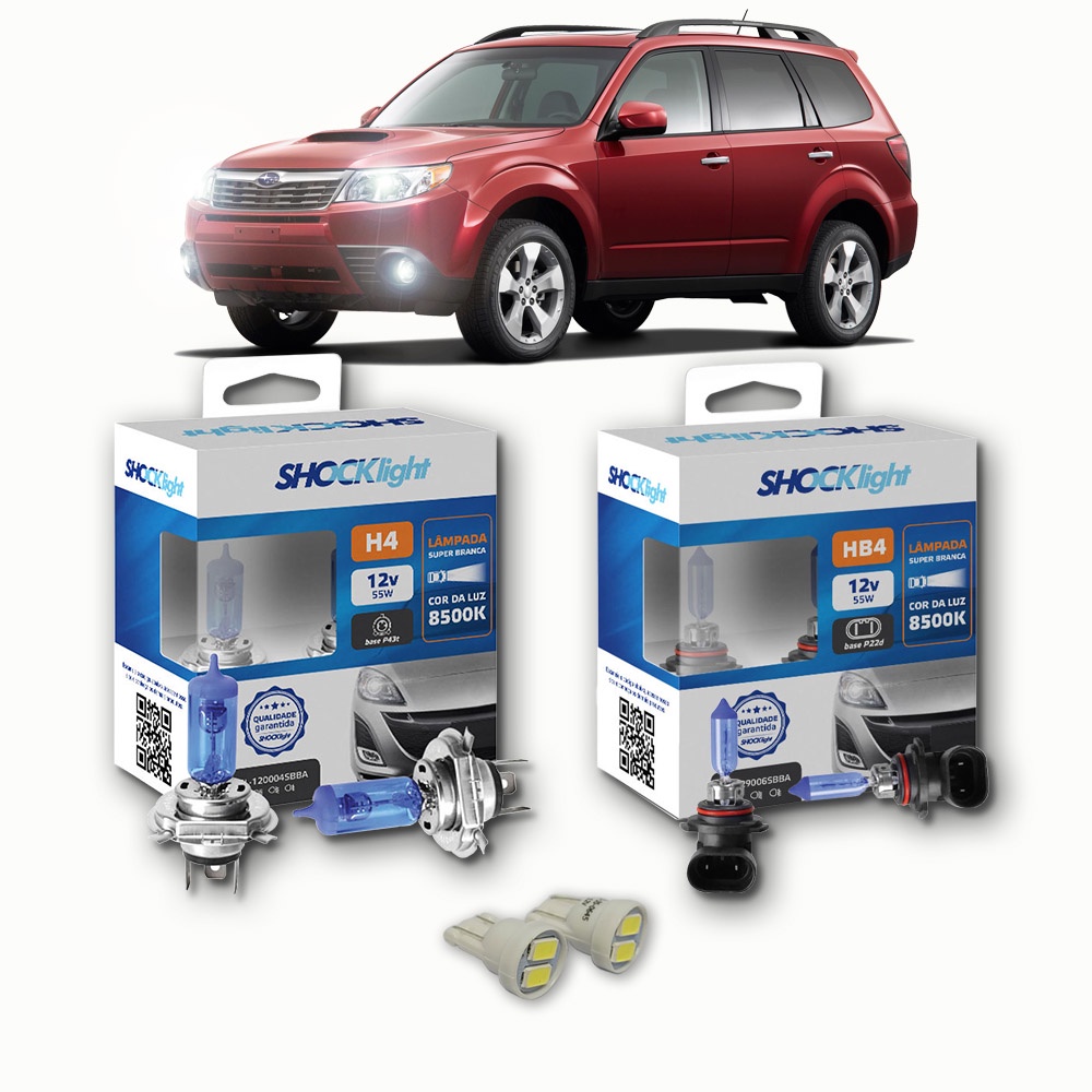 KIT lâmpadas Super brancas 8500K +LED T10 Subaru Forester 2.0 4x4 turbo 2001/2013 H4 FAROL + HB4 milhas