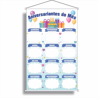 Banner Didático Infantil Escolar Aniversariantes Do Mês em Oferta na Shopee