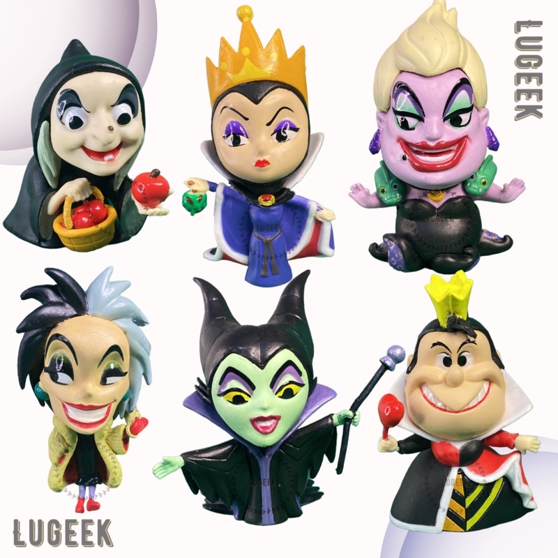 Miniaturas figuras das vilãs e malvadas da Disney - Cruella, Rainha má, Rainha de copas, Malévola, Bruxa, Ursula - Action figures - figuras de ação - bonecas e bonecos personagens personagem