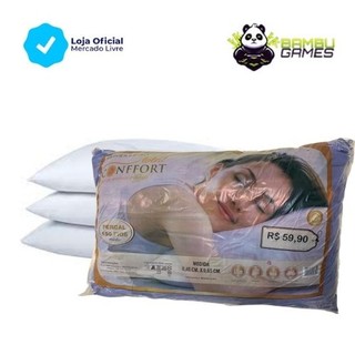 Kit 3 Travesseiro Barato Firme Macio Confortável Anti-Alérgico 0,45x0,68cm 150 Fios Percal